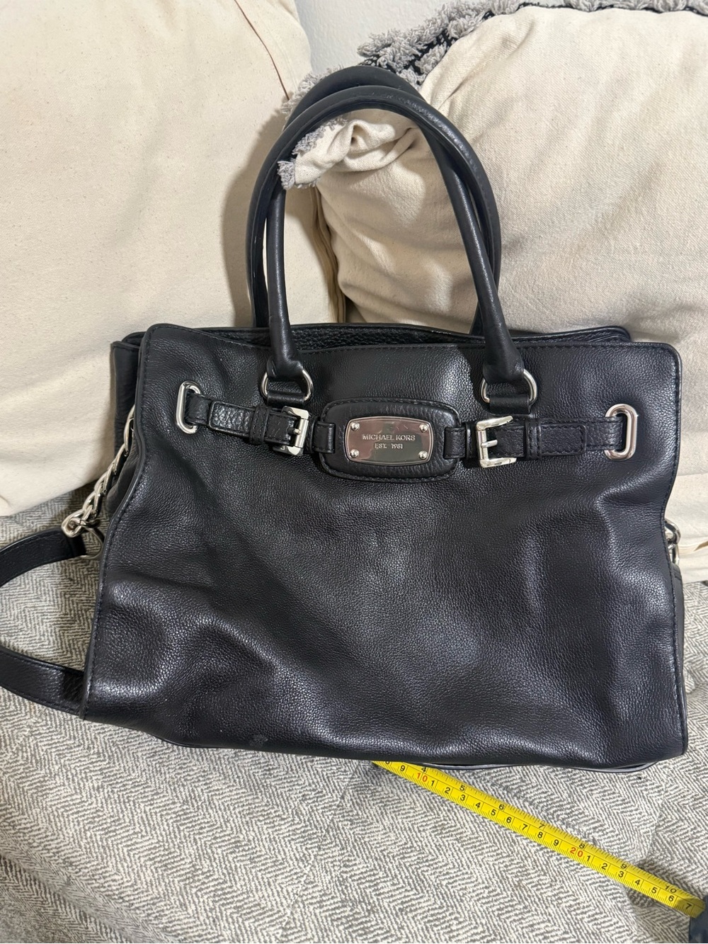 Large Michael Kors Black Leather Satchel Bag